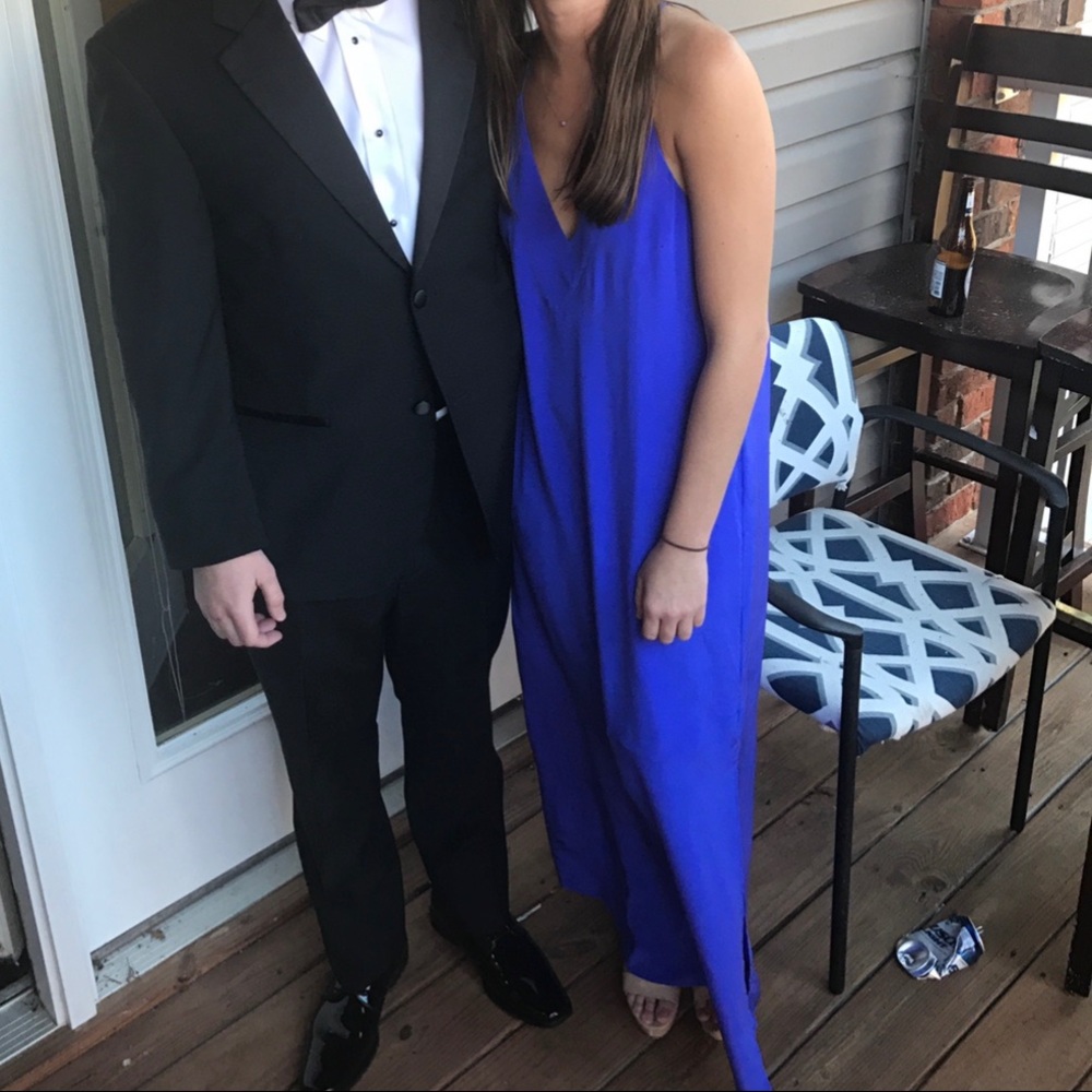 Blue silk maxi dress